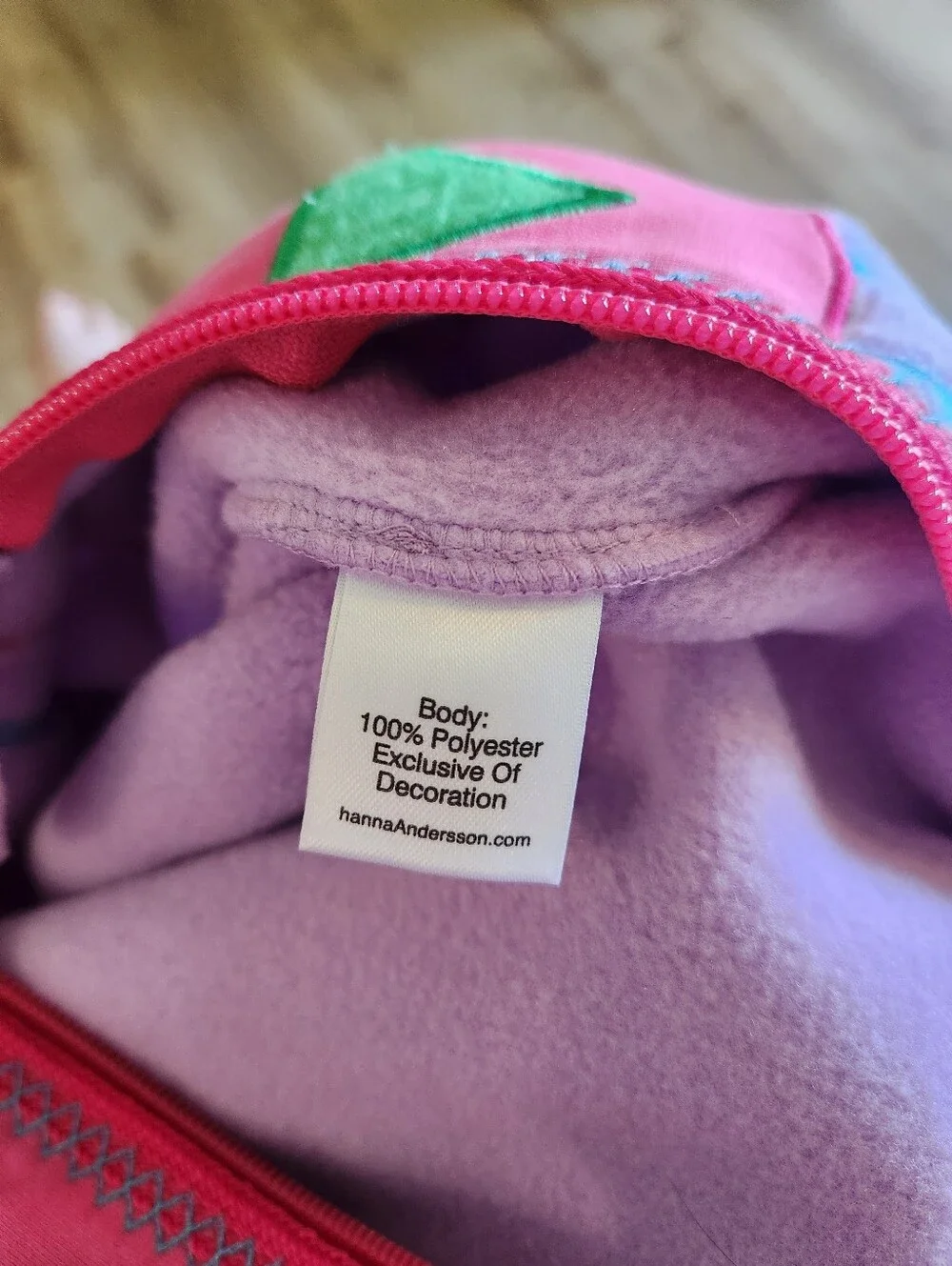 Hanna Andersson Purple Fleece Bird Hooded Fleece Baby Bunting Bodysuit